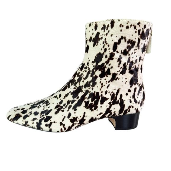 J.Crew Roxie Zip-Back Ankle Boots Calf Hair Snow Pony Animal Print Cream Black 6 - Picture 9 of 14